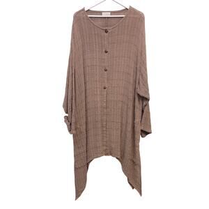 Moei Lagenlook Tunic Top Size 3 Hand Woven Cotton Tan Beige Womens Pockets